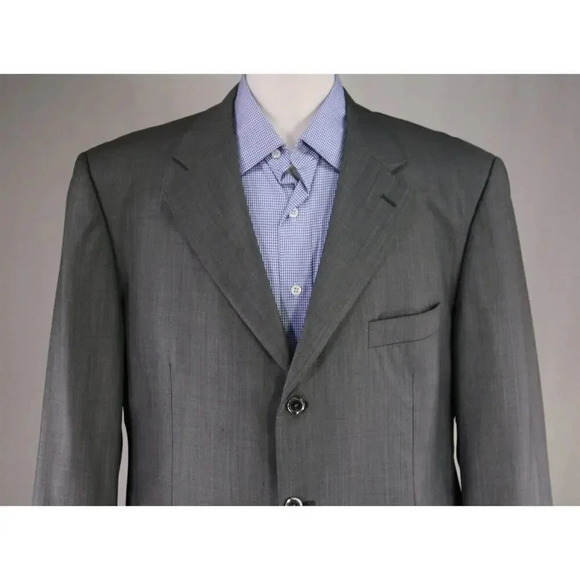 Lanvin by Nervesa Gray/Navy Woven 3-Btn Half Lined Wool Sportcoat Blazer 42R - Picture 3 of 10